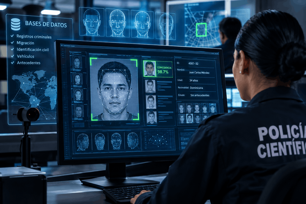 detectives investigando a profundidad utilizando medio avanzados de reconocimiento facial